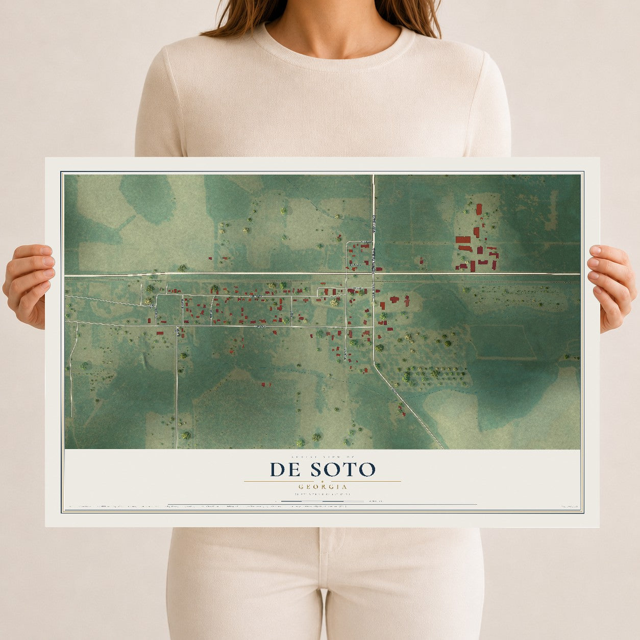 De Soto, Georgia map print, 12" x 18" Archival Matte Print mockup