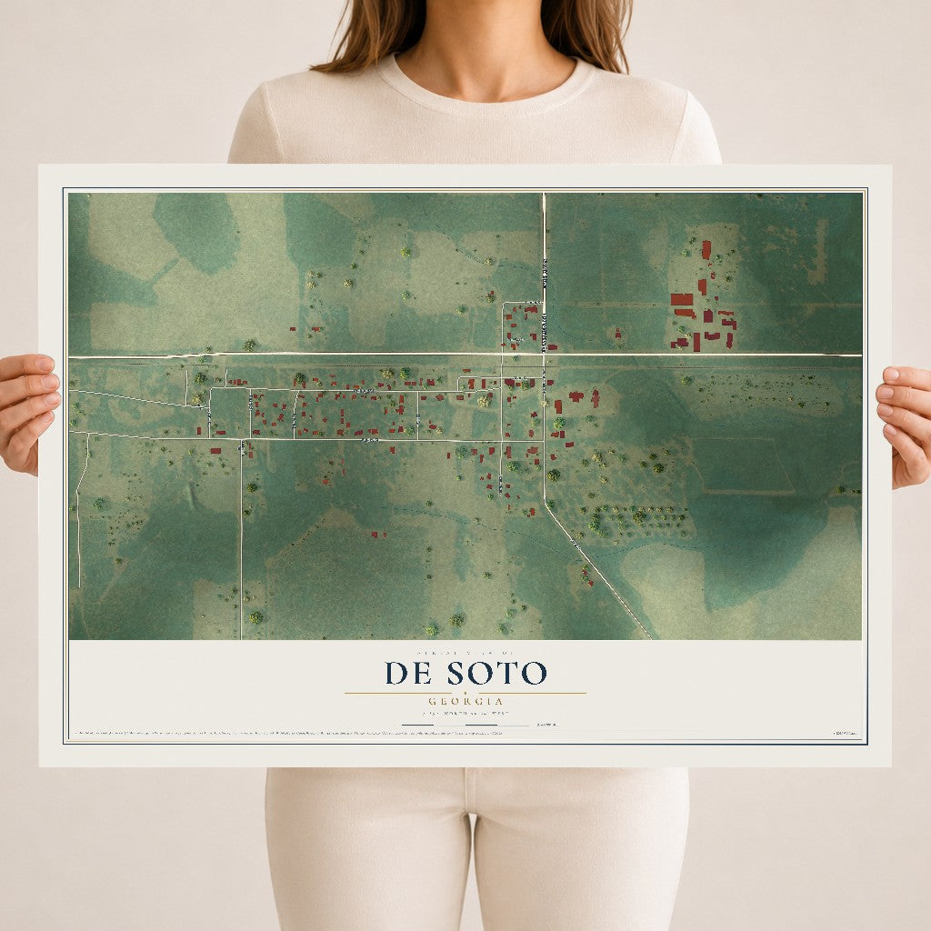 De Soto, Georgia map print, 18" x 24" Archival Matte Print mockup
