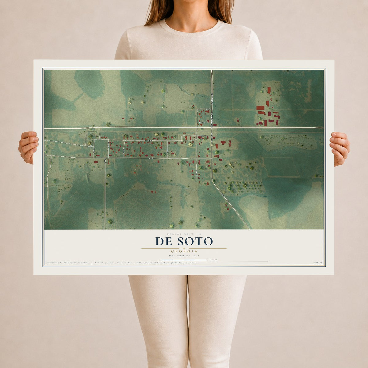 De Soto, Georgia map print, 24" x 36" Archival Matte Print mockup