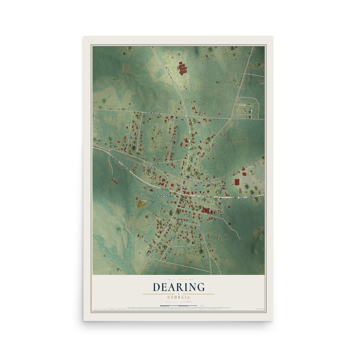 Dearing, Georgia map print, 12" x 18" Archival Matte Print mockup