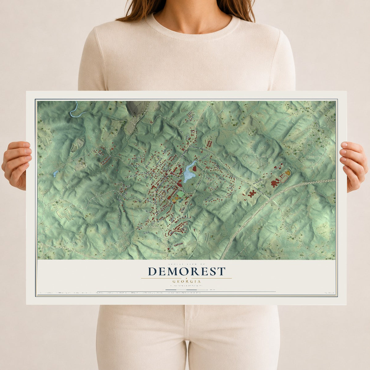 Demorest, Georgia map print, 12" x 18" Archival Matte Print mockup
