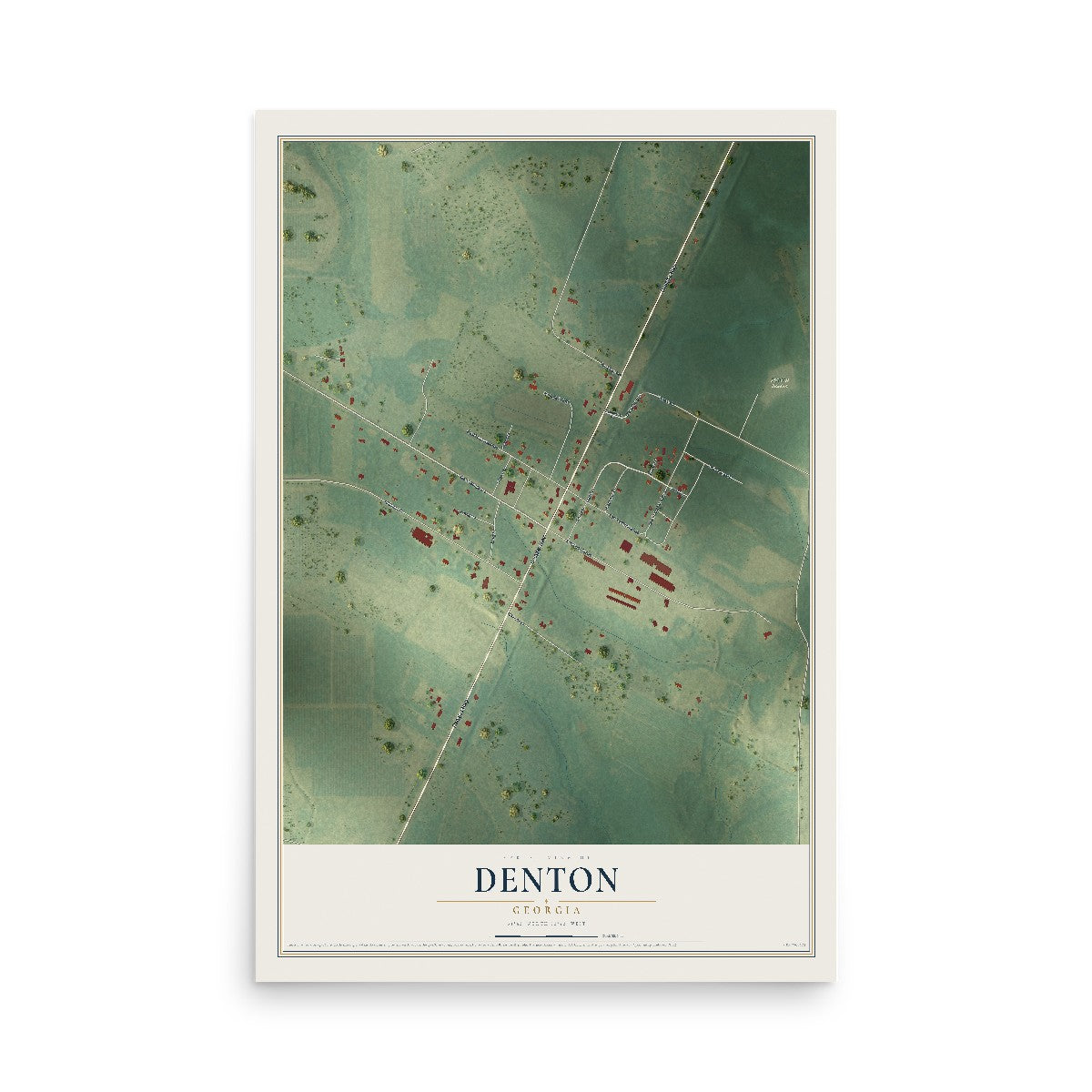 Denton, Georgia map print, 12" x 18" Archival Matte Print mockup