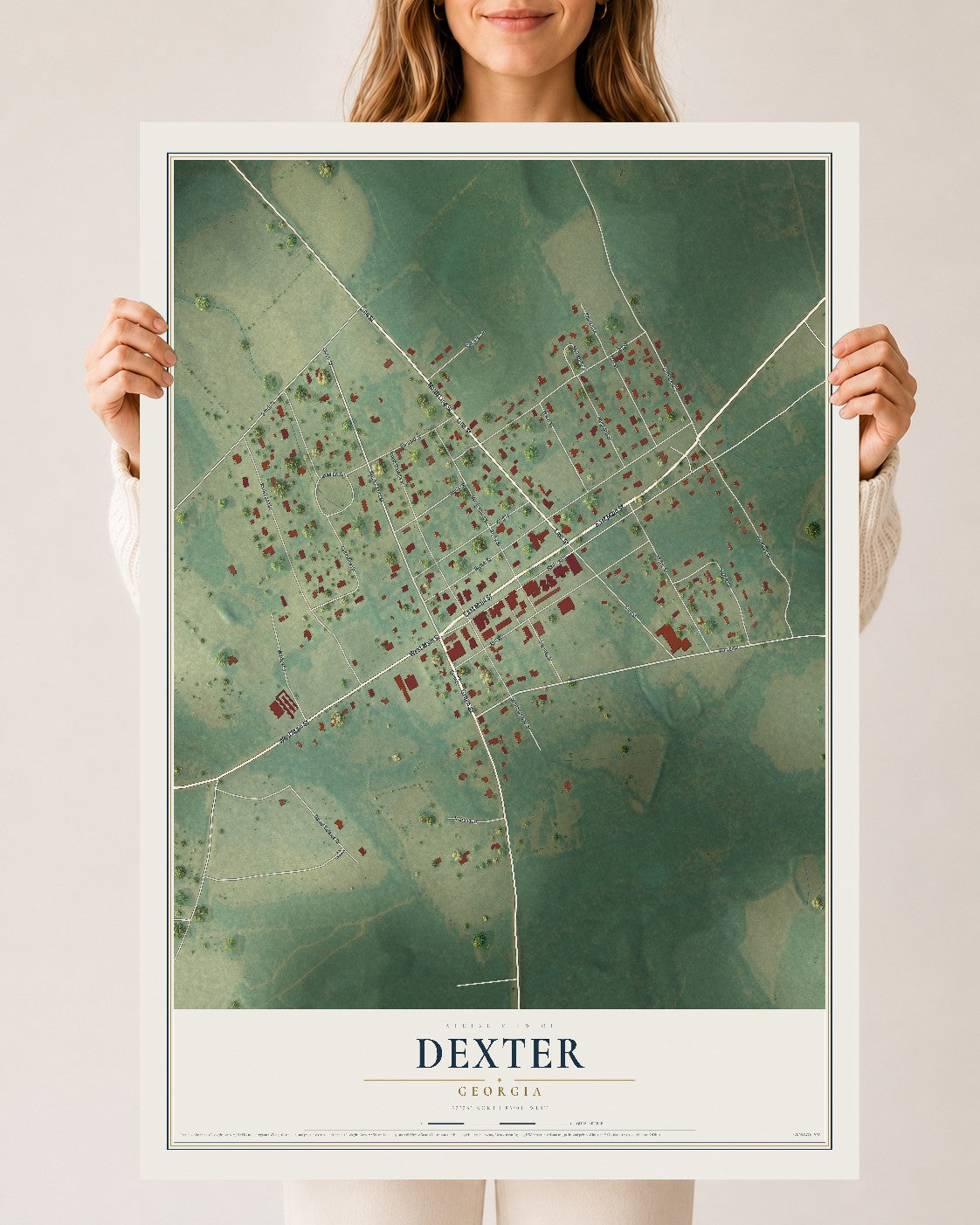 Dexter, Georgia map print, 24" x 36" Archival Matte Print mockup