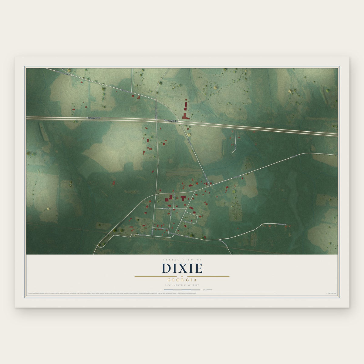 Dixie, Georgia map print, the full design