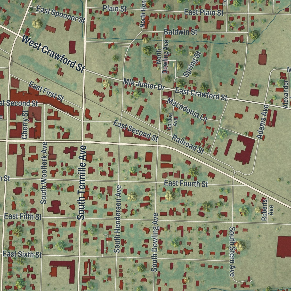 Close-up 1 of the Donalsonville, Georgia map artwork