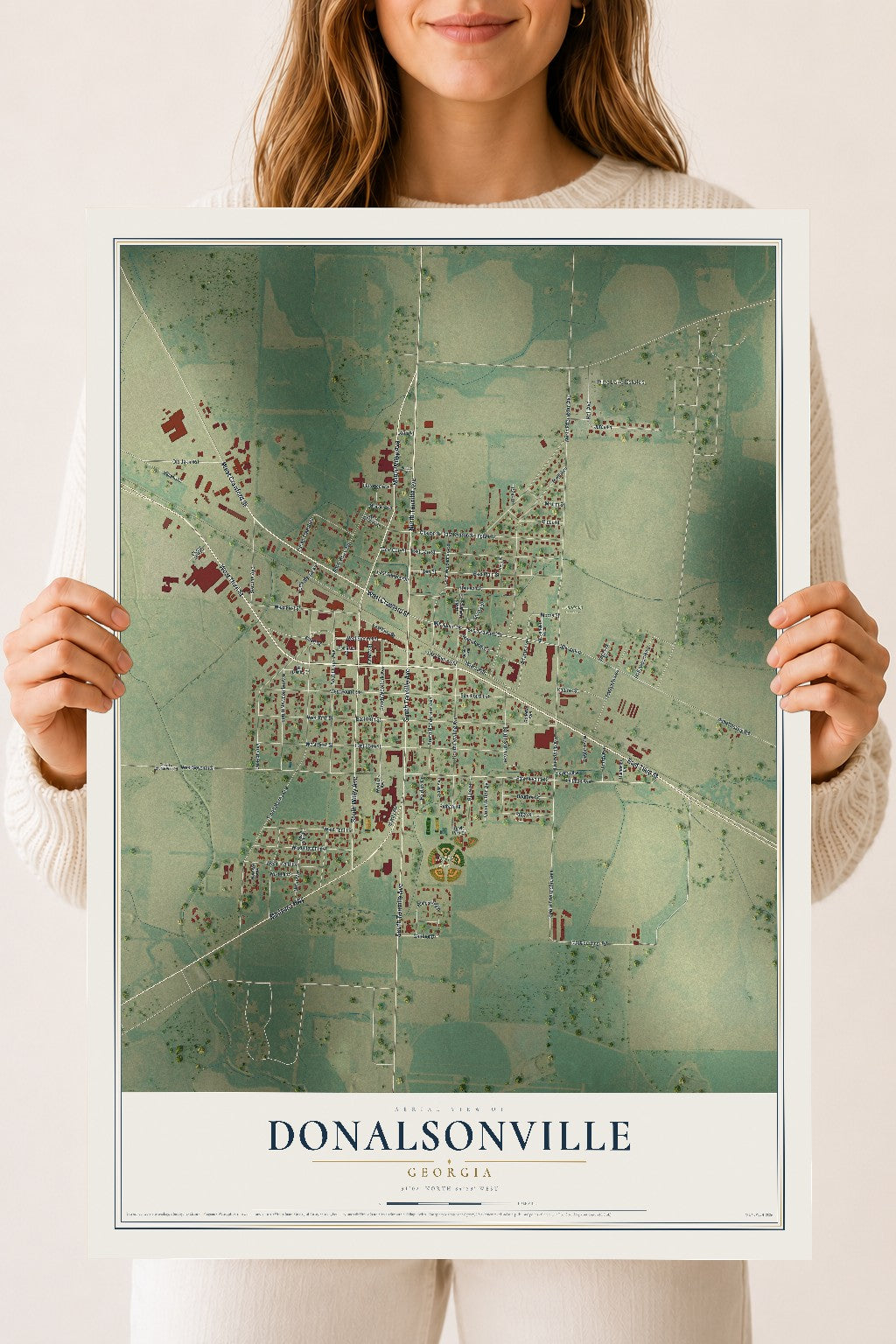 Donalsonville, Georgia map print, 18" x 24" Archival Matte Print mockup