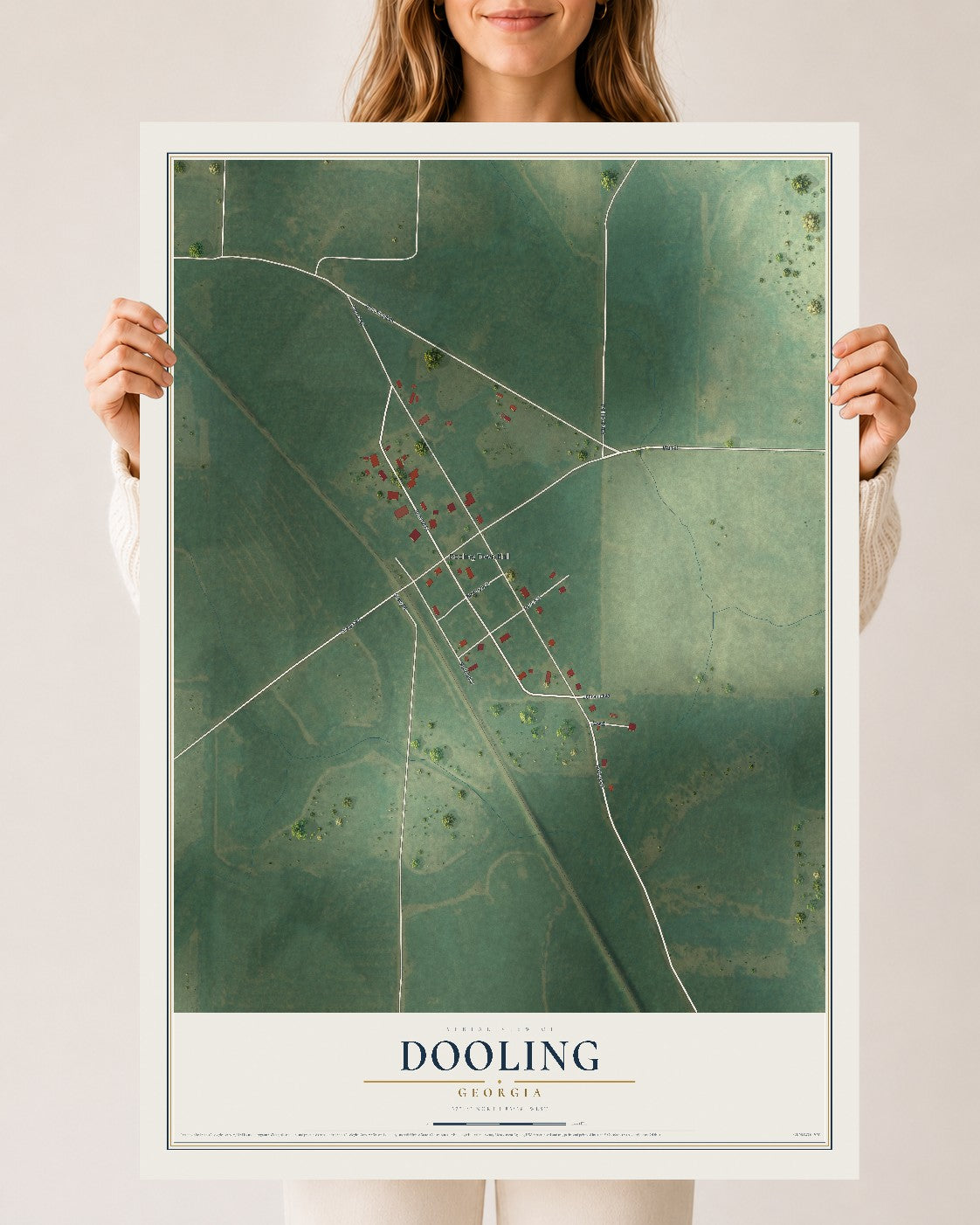 Dooling, Georgia map print, 24" x 36" Archival Matte Print mockup