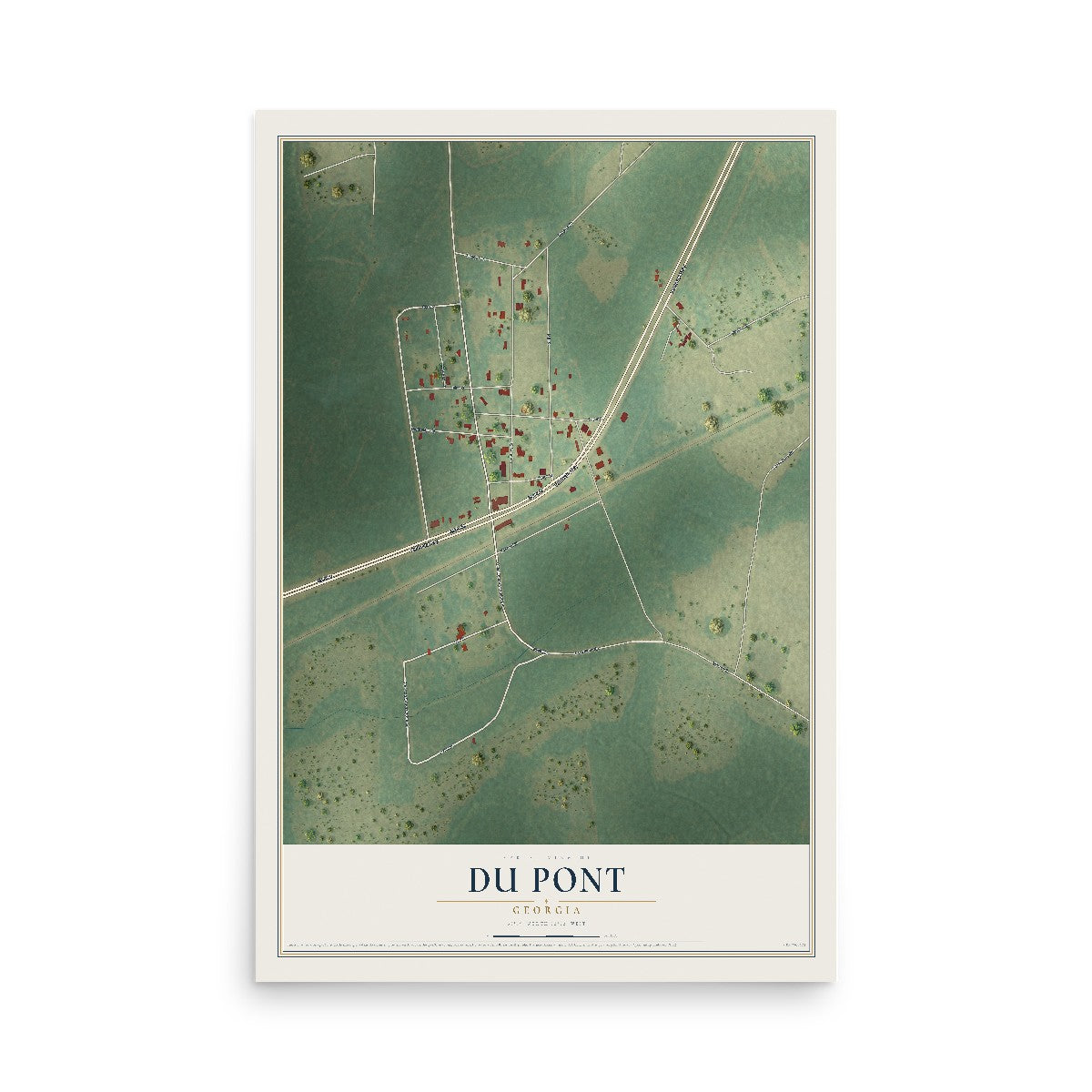 Du Pont, Georgia map print, 12" x 18" Archival Matte Print mockup