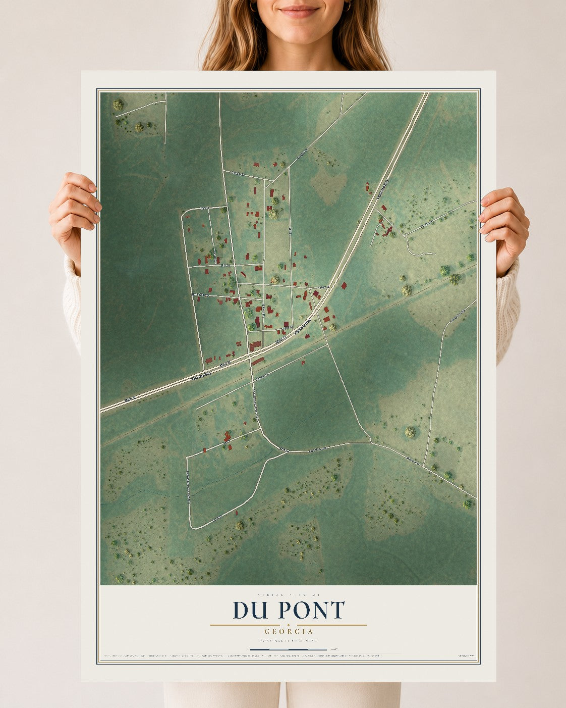 Du Pont, Georgia map print, 24" x 36" Archival Matte Print mockup