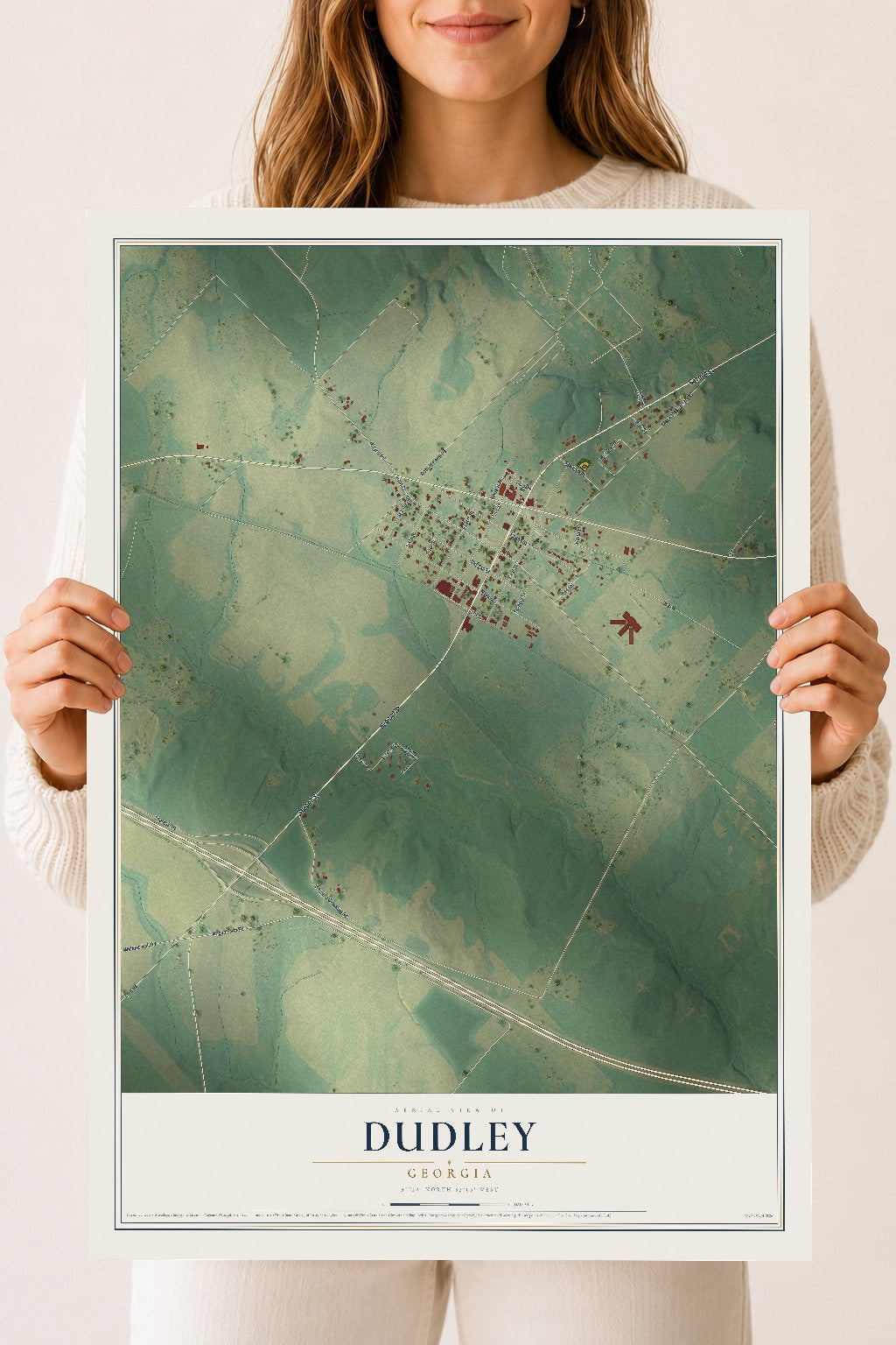 Dudley, Georgia map print, 18" x 24" Archival Matte Print mockup