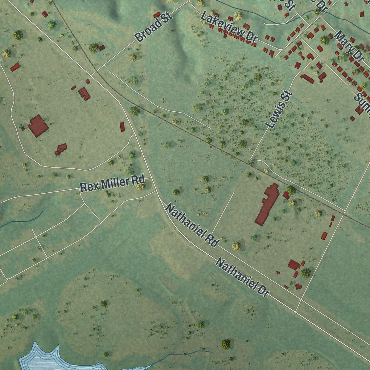 Close-up 2 of the East Dublin, Georgia map artwork