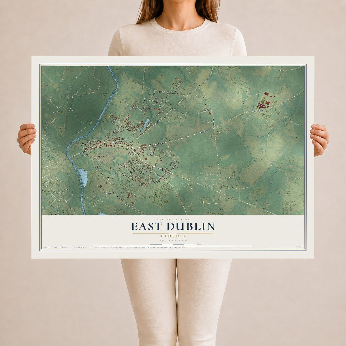 East Dublin, Georgia map print, 24" x 36" Archival Matte Print mockup