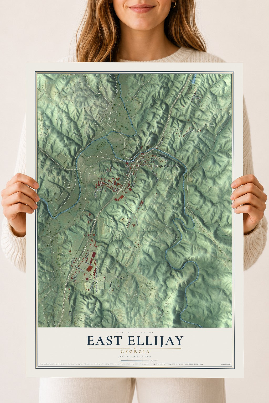 East Ellijay, Georgia map print, 18" x 24" Archival Matte Print mockup