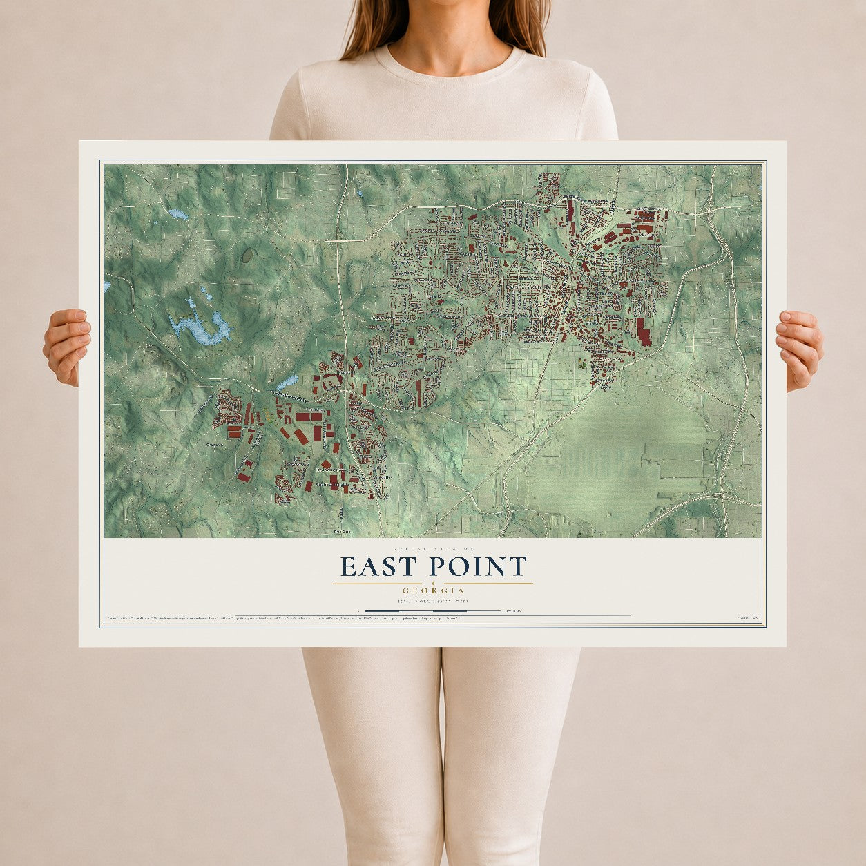East Point, Georgia map print, 24" x 36" Archival Matte Print mockup