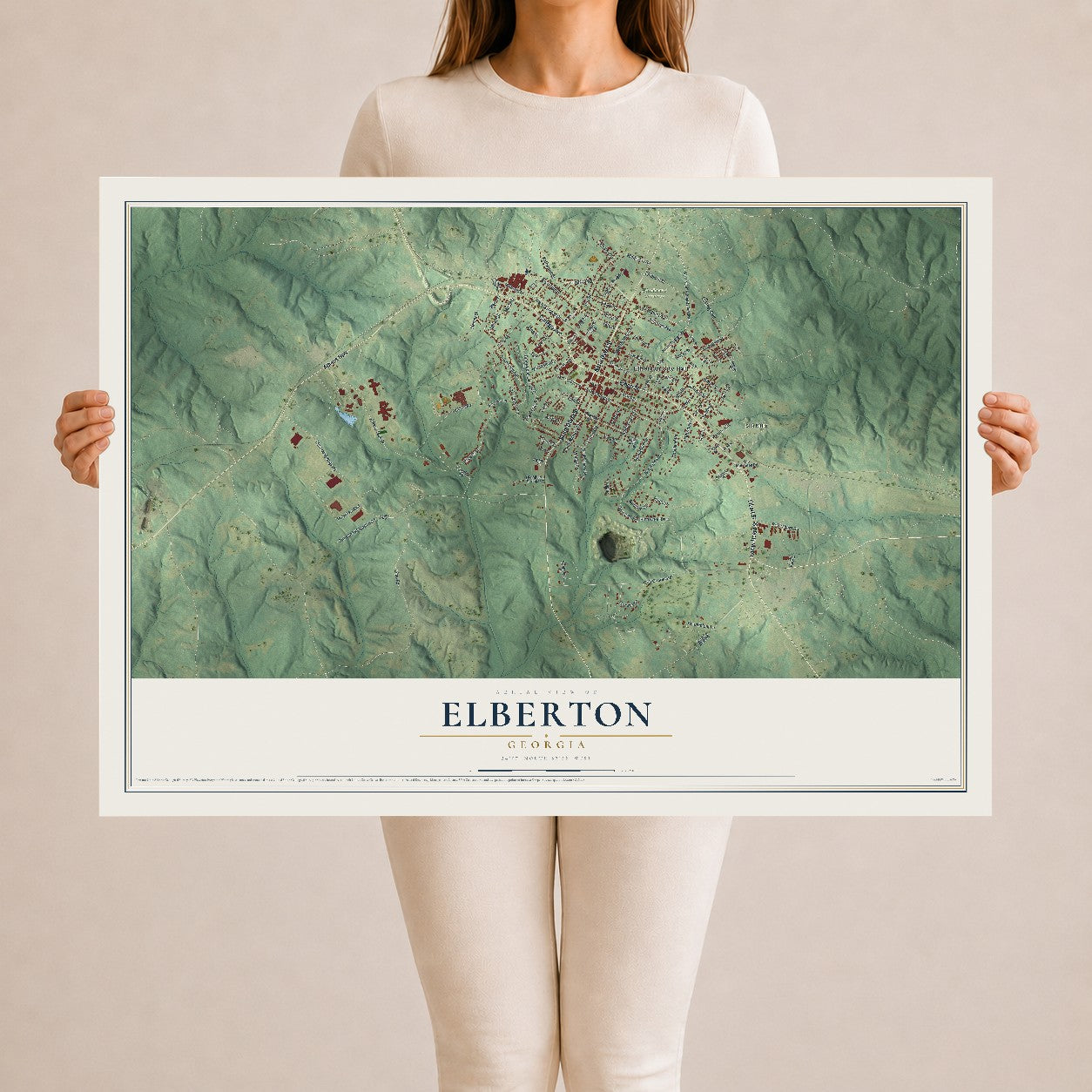 Elberton, Georgia map print, 24" x 36" Archival Matte Print mockup