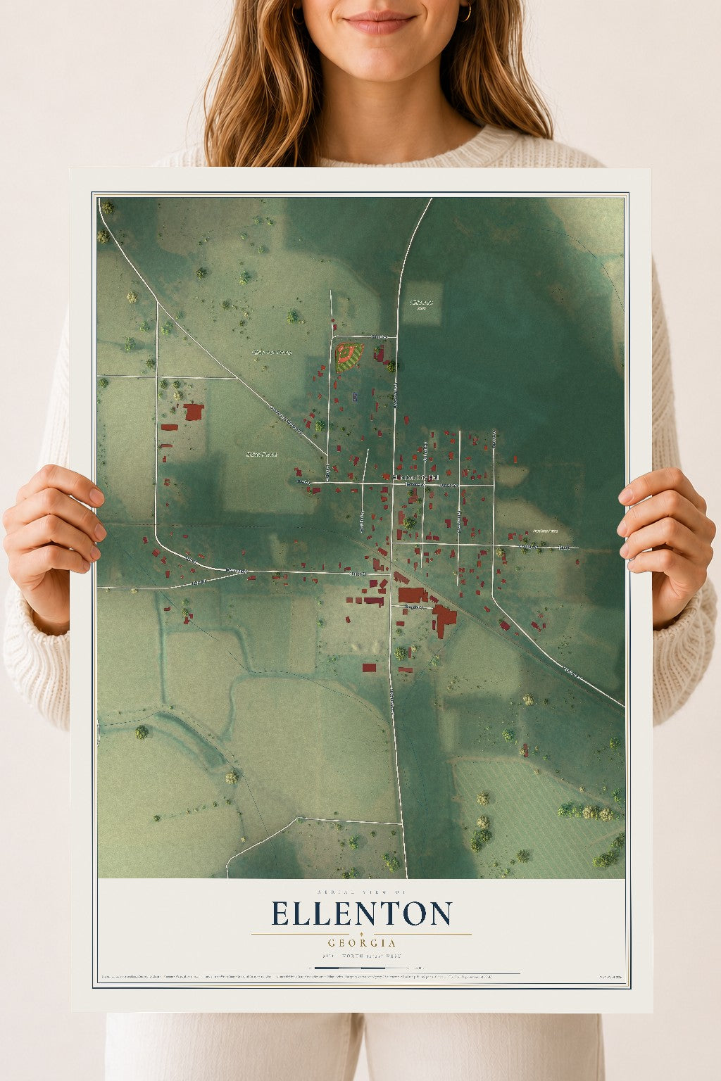Ellenton, Georgia map print, 18" x 24" Archival Matte Print mockup