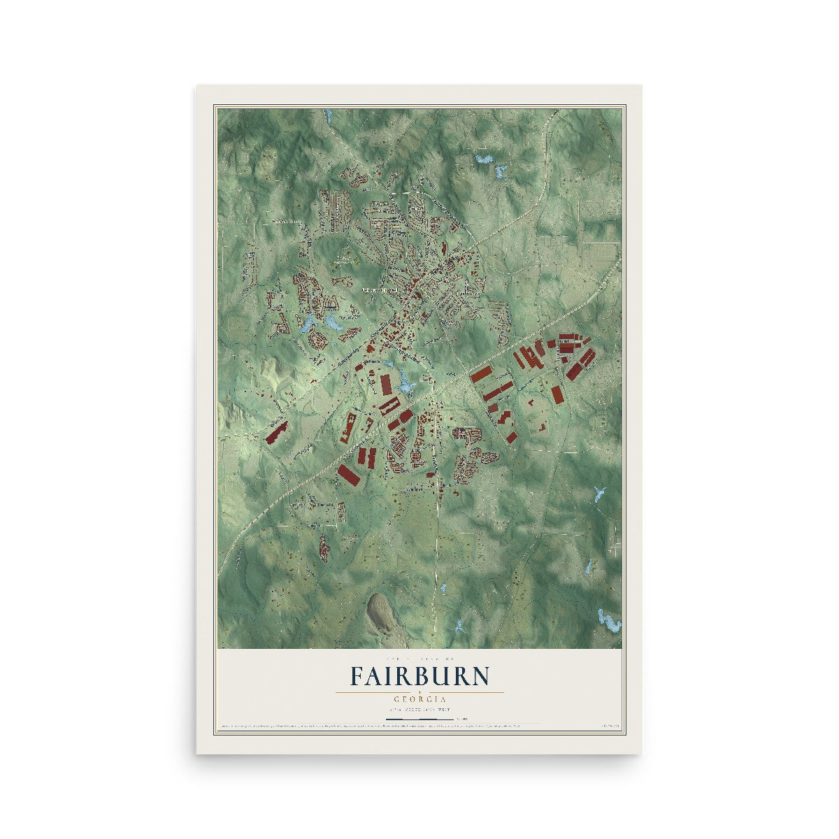 Fairburn, Georgia map print, 12" x 18" Archival Matte Print mockup