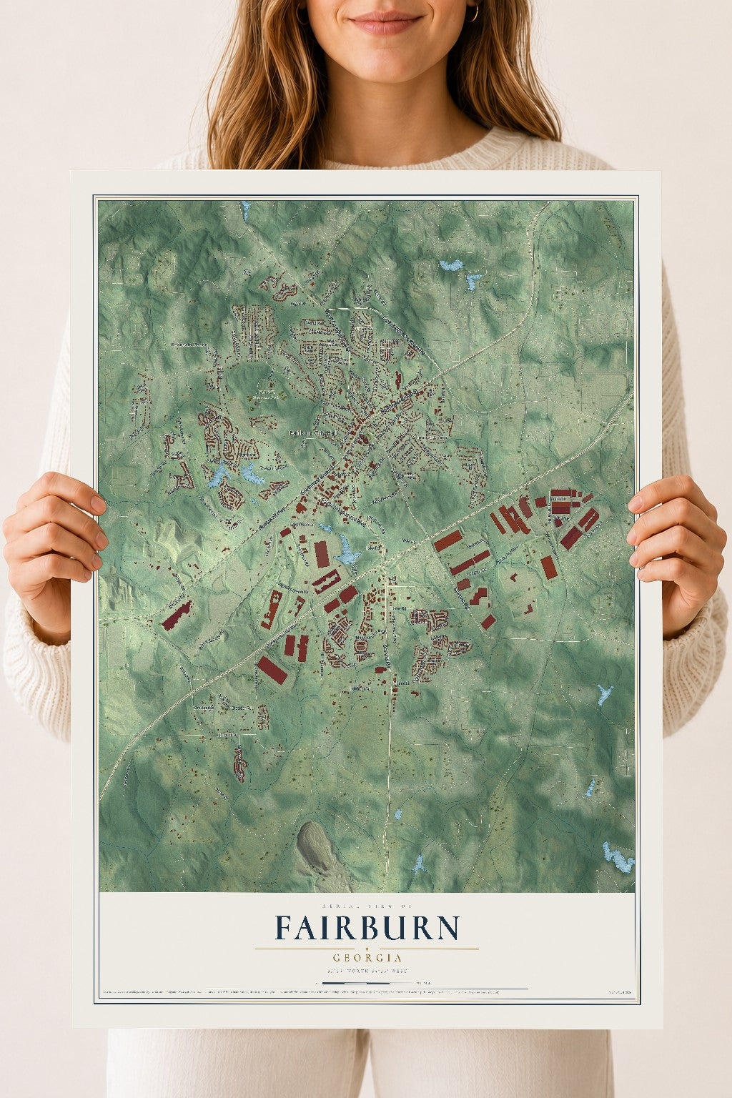 Fairburn, Georgia map print, 18" x 24" Archival Matte Print mockup