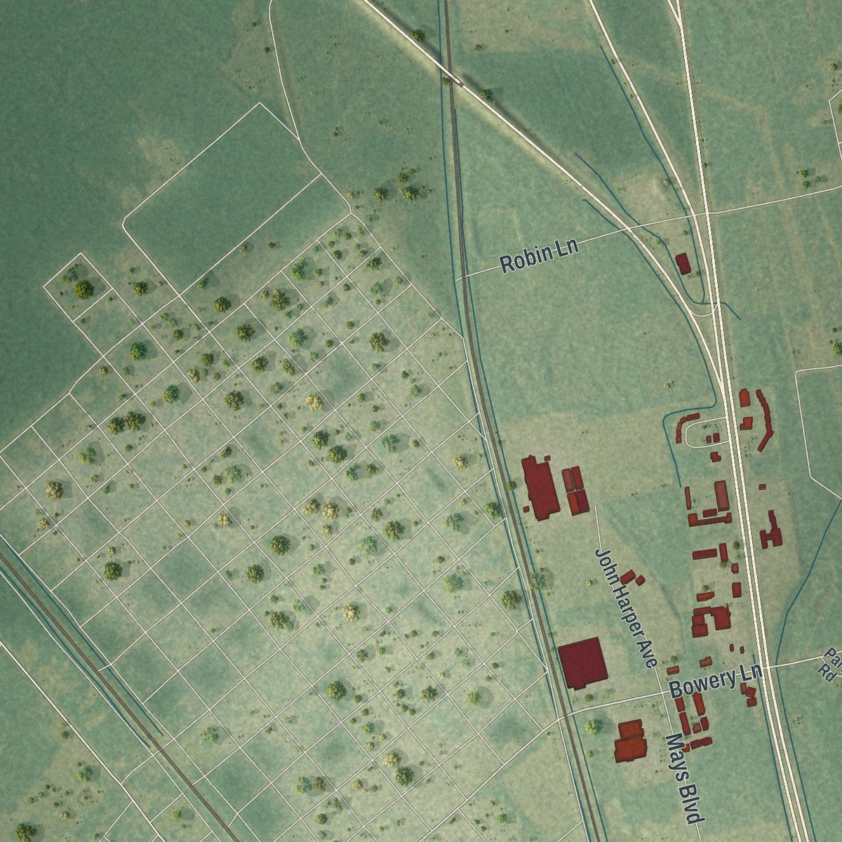 Close-up 2 of the Folkston, Georgia map artwork