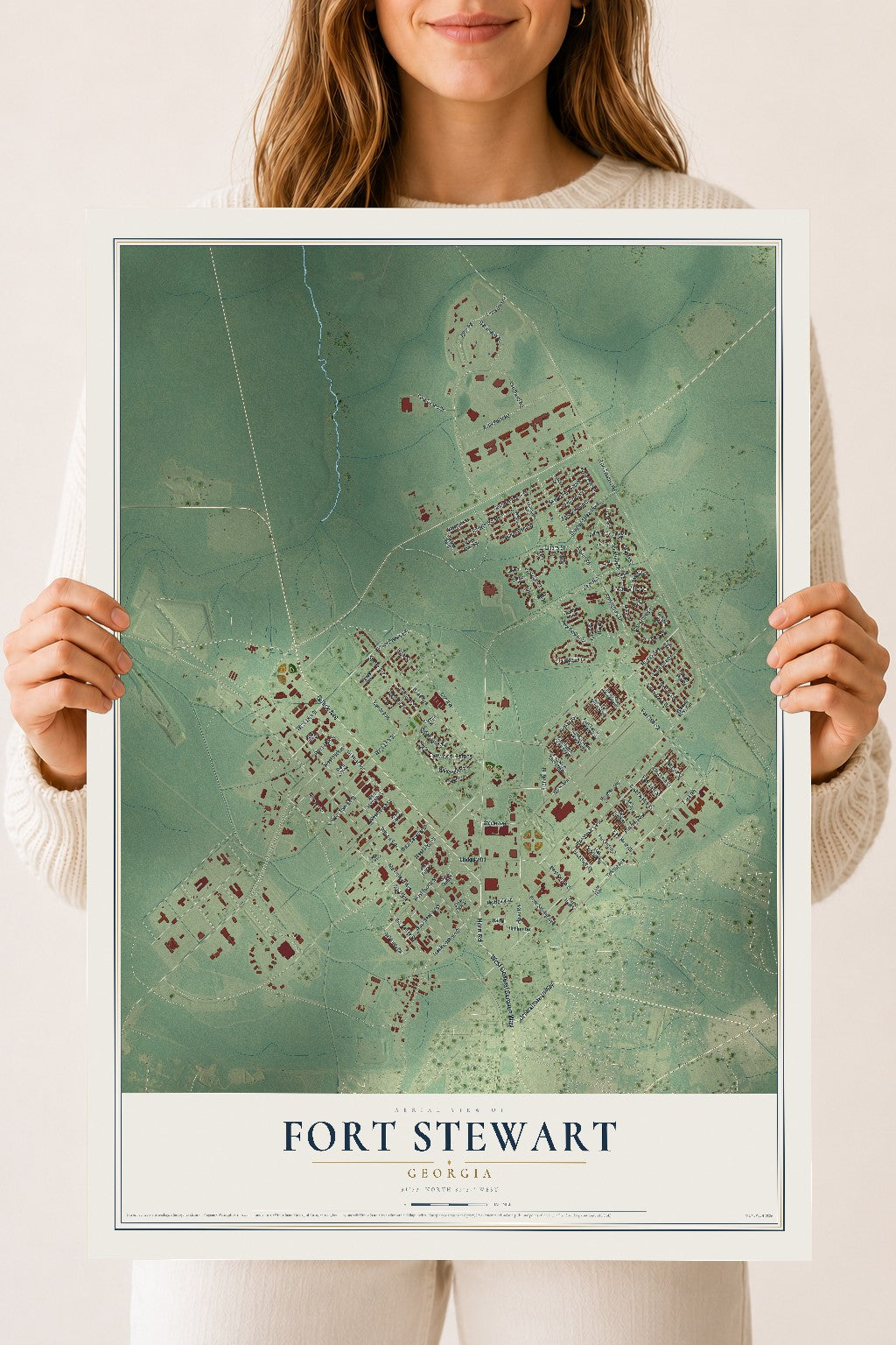 Fort Stewart, Georgia map print, 18" x 24" Archival Matte Print mockup