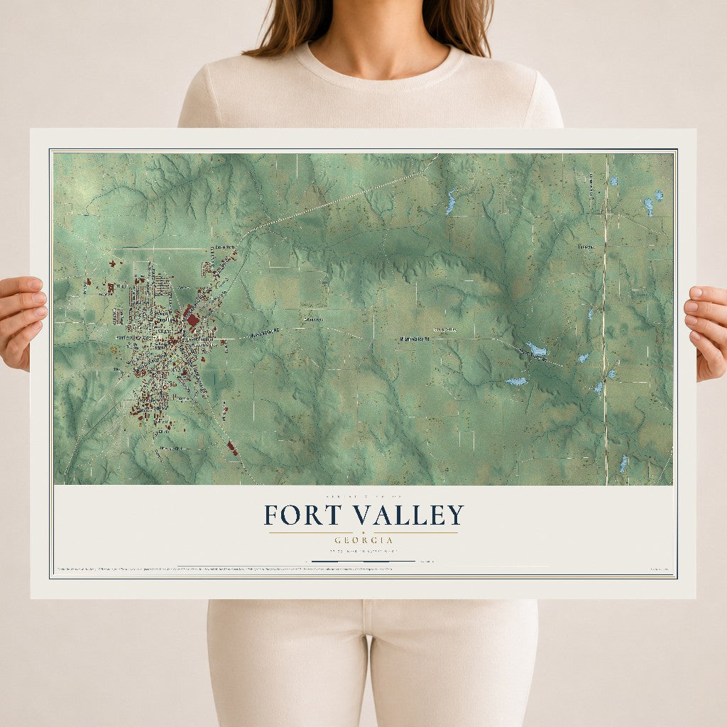 Fort Valley, Georgia map print, 18" x 24" Archival Matte Print mockup