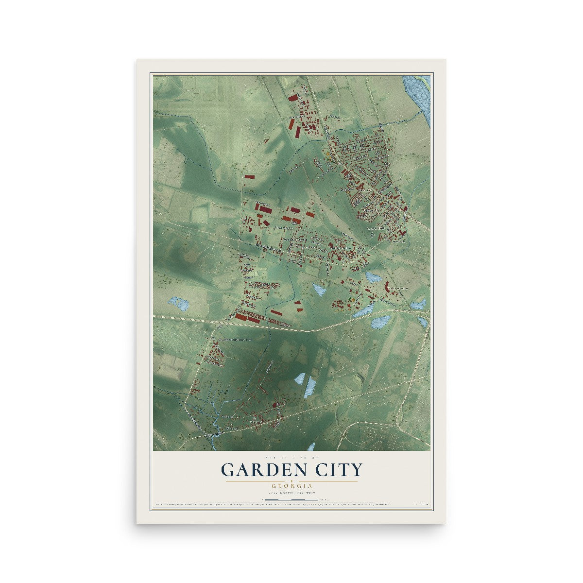 Garden City, Georgia map print, 12" x 18" Archival Matte Print mockup