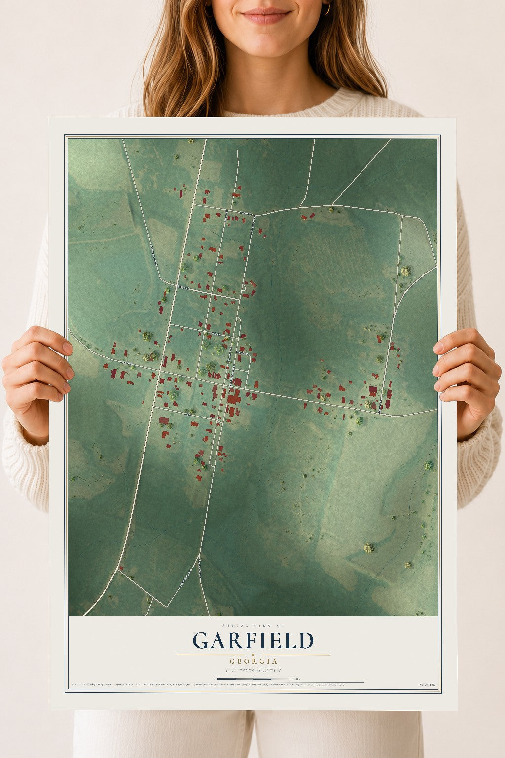 Garfield, Georgia map print, 18" x 24" Archival Matte Print mockup