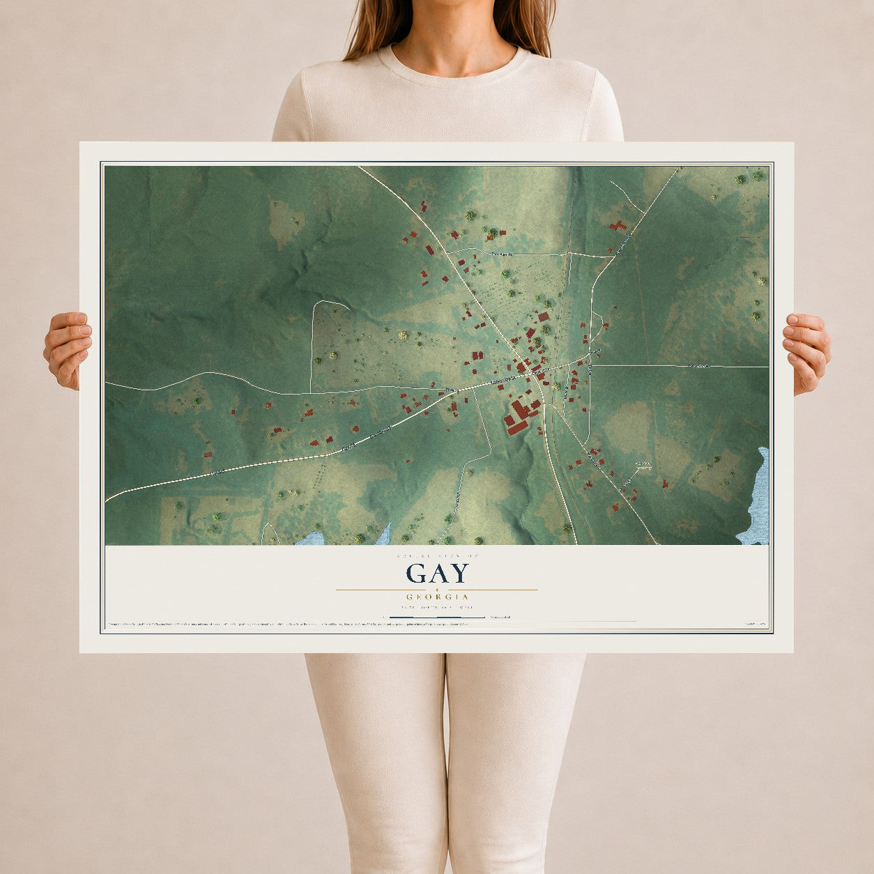 Gay, Georgia map print, 24" x 36" Archival Matte Print mockup