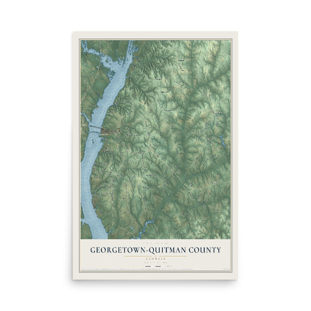 Georgetown-Quitman County, Georgia map print, 12" x 18" Archival Matte Print mockup