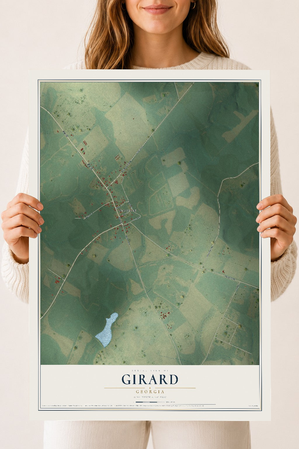 Girard, Georgia map print, 18" x 24" Archival Matte Print mockup