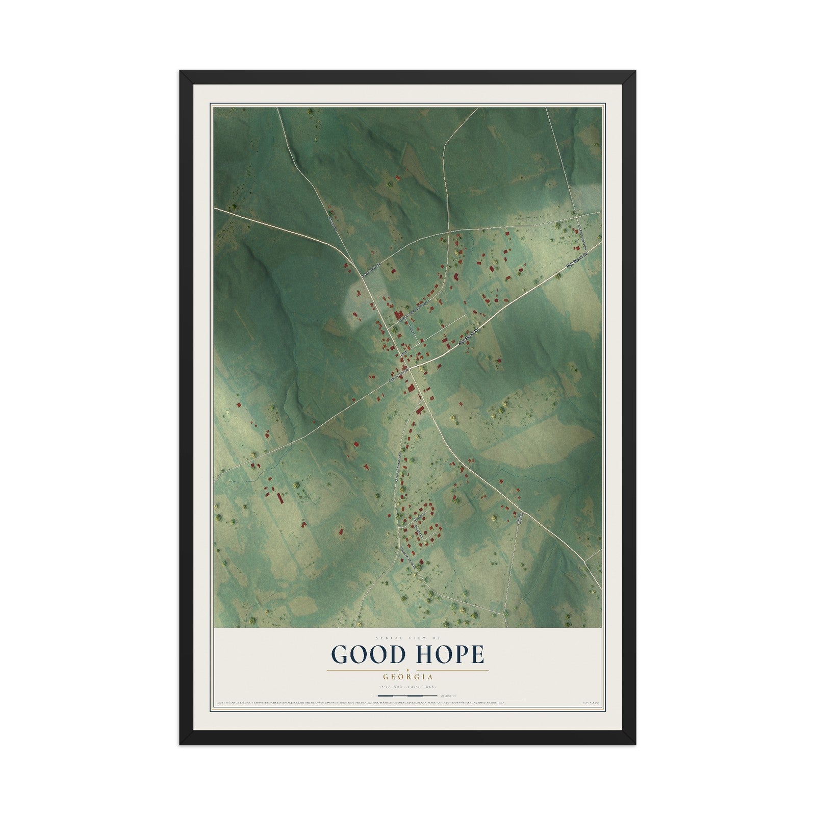 Good Hope, Georgia map print, 12" x 18" W/ Black Ayous Wood Frame mockup
