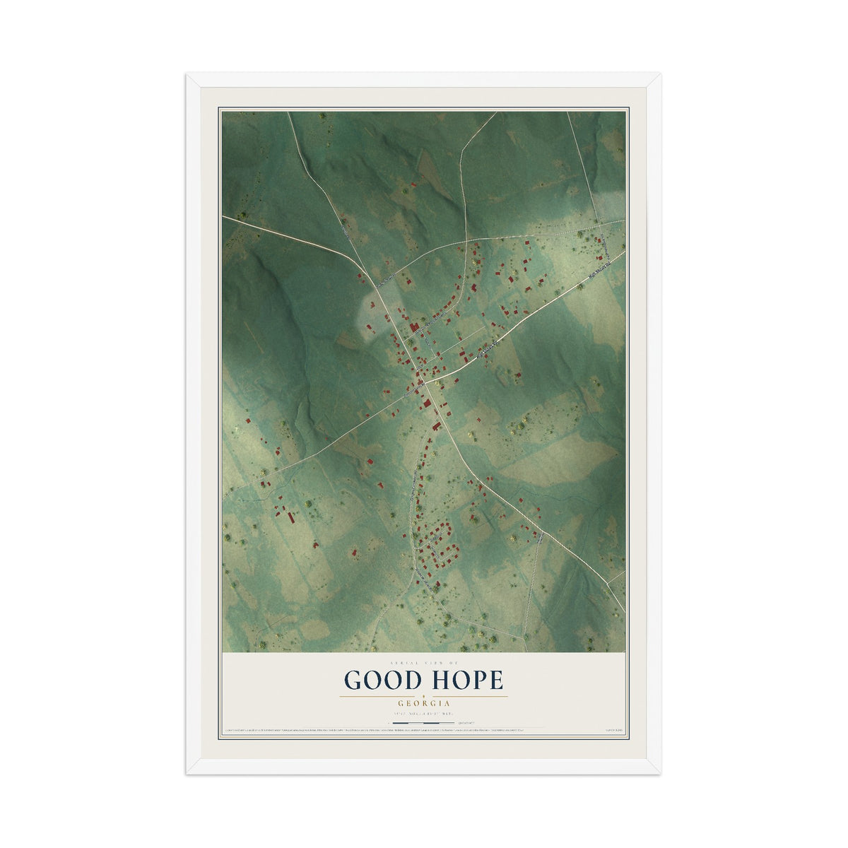 Good Hope, Georgia map print, 12" x 18" W/ White Ayous Wood Frame mockup