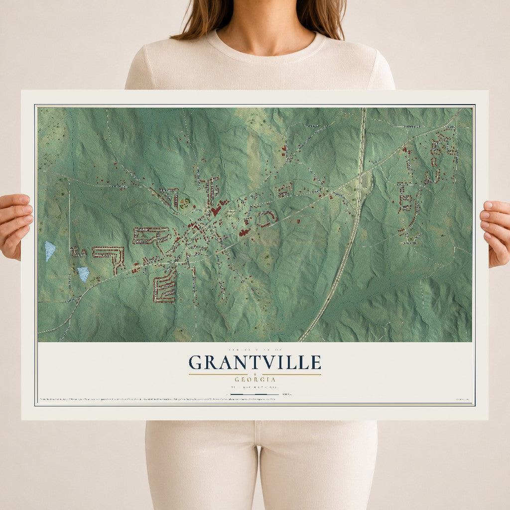 Grantville, Georgia map print, 18" x 24" Archival Matte Print mockup