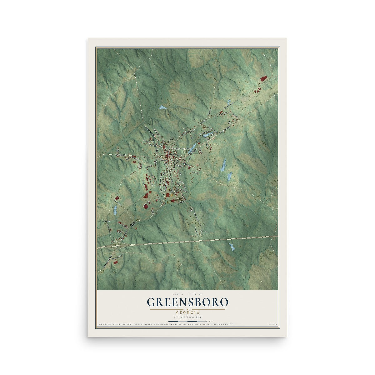 Greensboro, Georgia map print, 12" x 18" Archival Matte Print mockup
