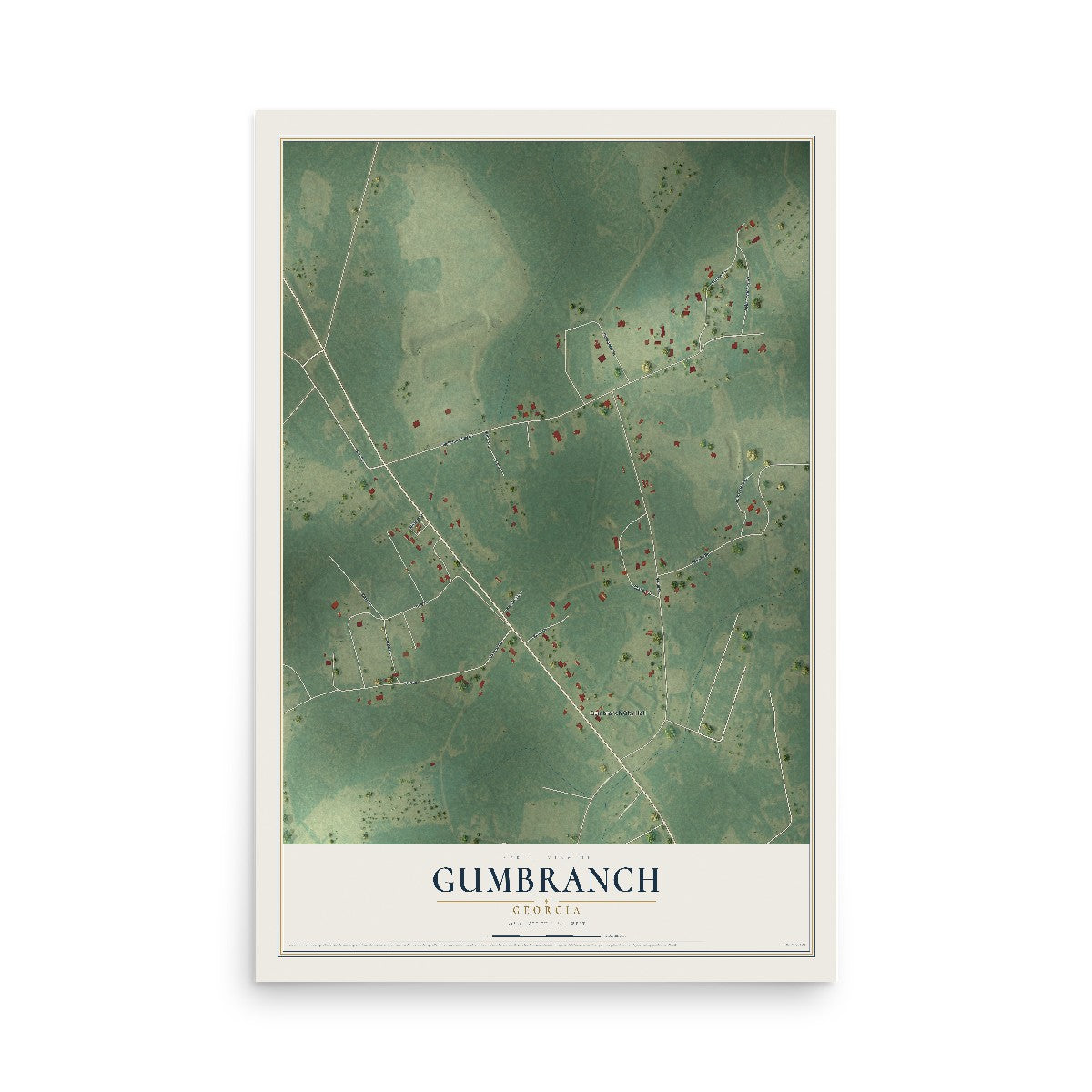 Gumbranch, Georgia map print, 12" x 18" Archival Matte Print mockup