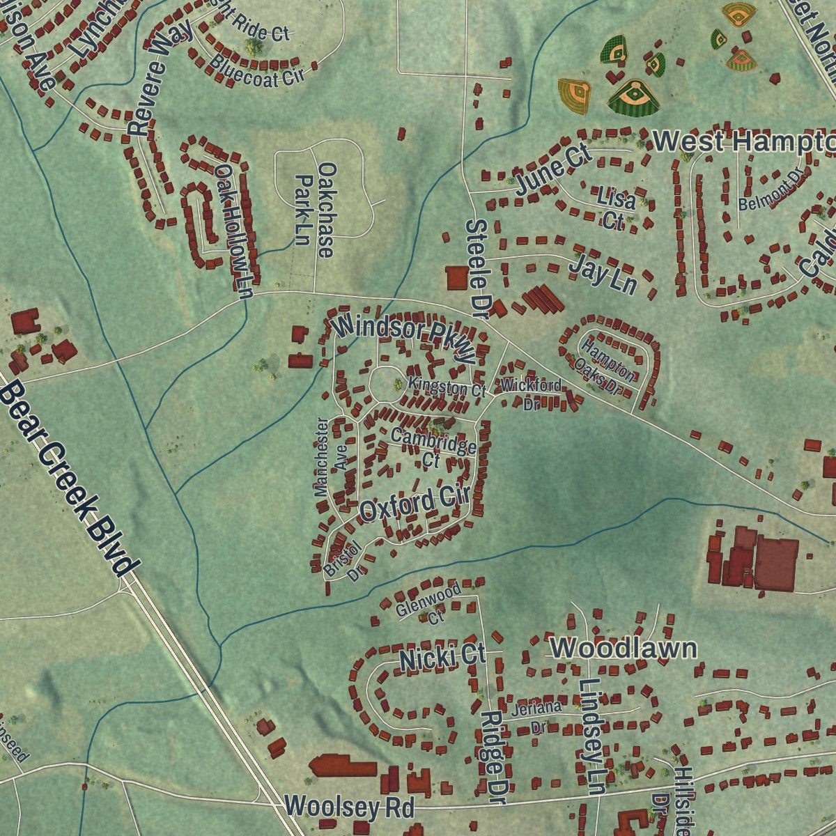 Close-up 2 of the Hampton, Georgia map artwork