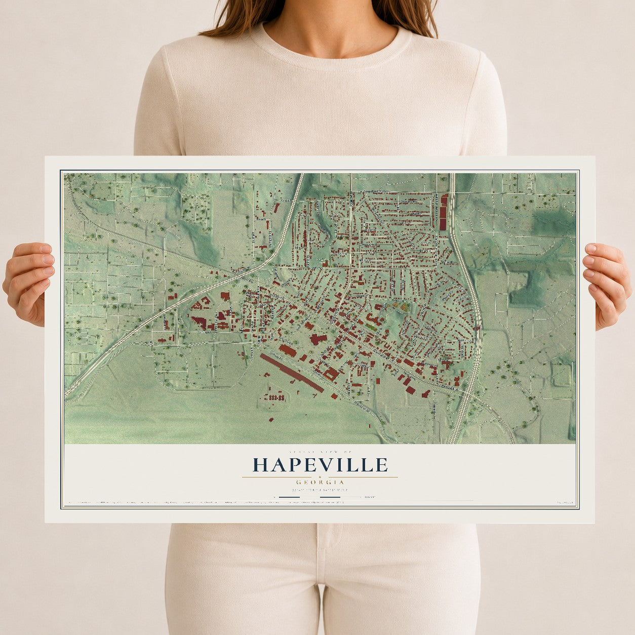Hapeville, Georgia map print, 12" x 18" Archival Matte Print mockup