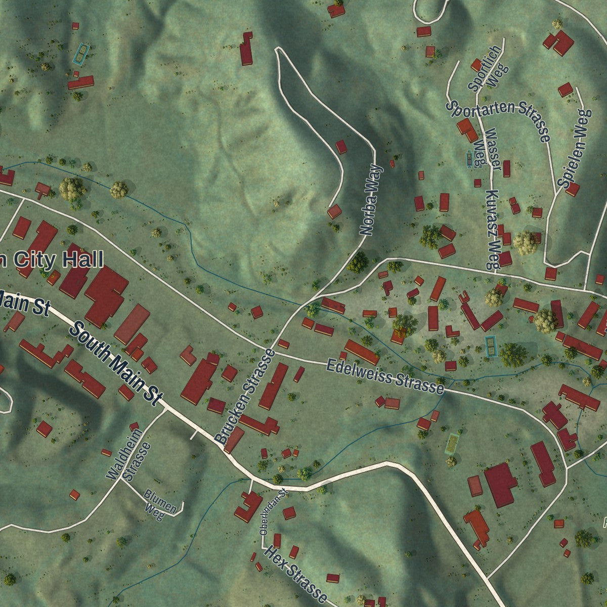 Close-up 1 of the Helen, Georgia map artwork