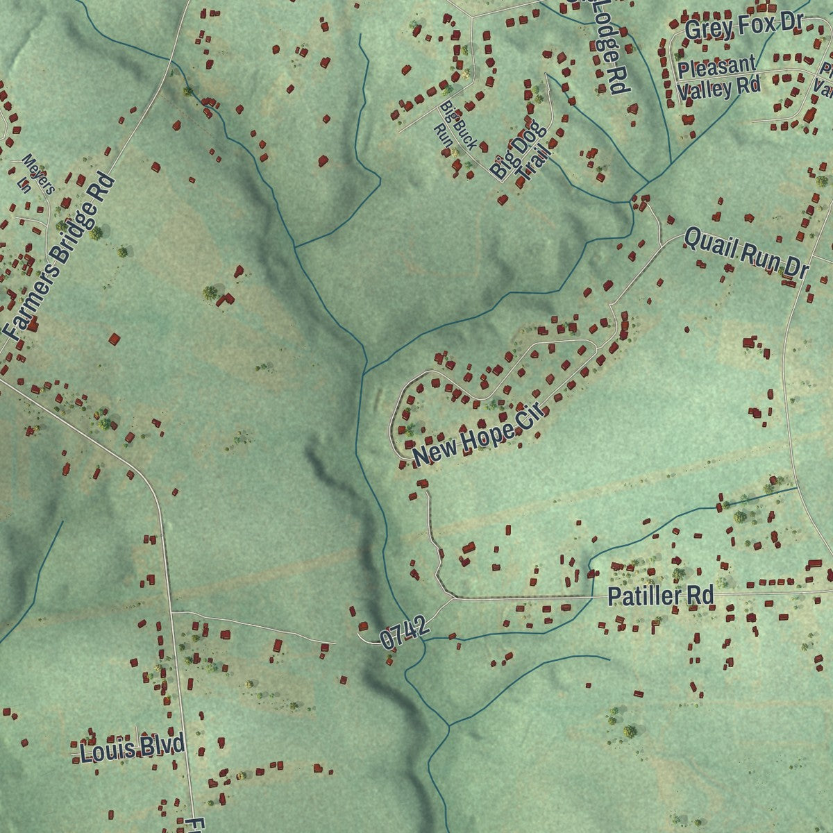 Close-up 2 of the Hephzibah, Georgia map artwork