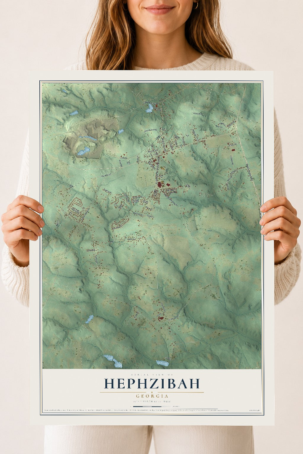 Hephzibah, Georgia map print, 18" x 24" Archival Matte Print mockup