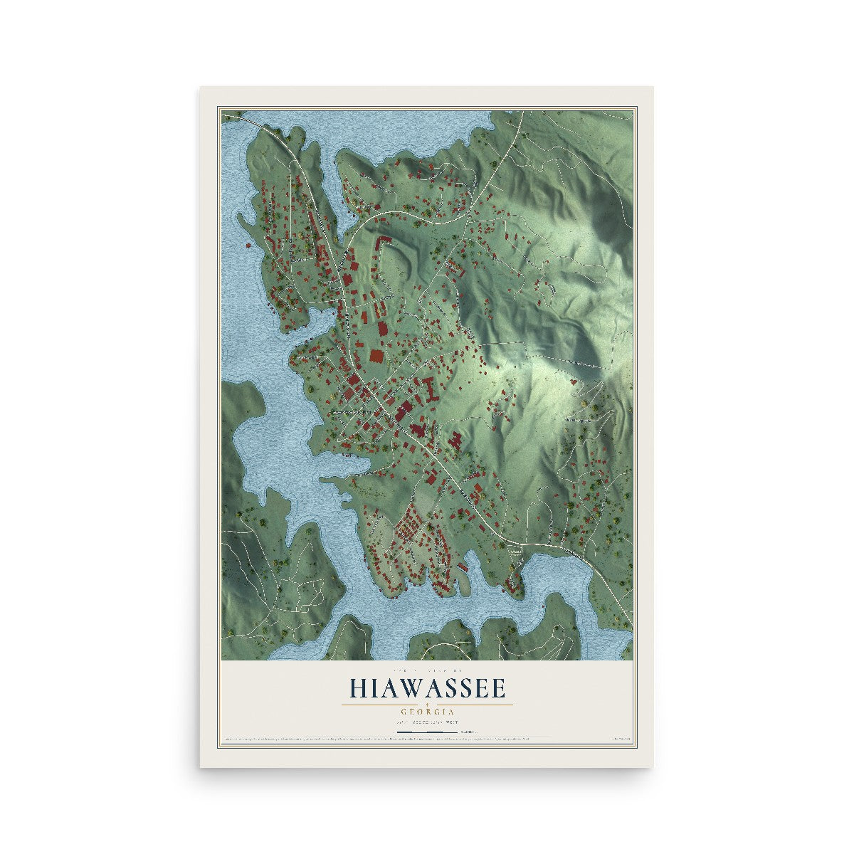 Hiawassee, Georgia map print, 12" x 18" Archival Matte Print mockup