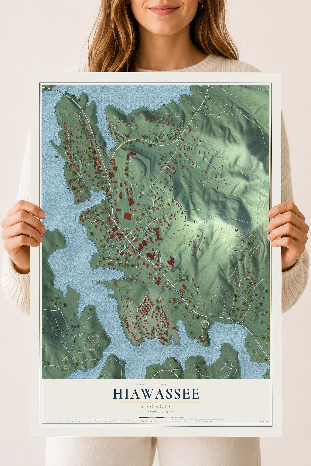 Hiawassee, Georgia map print, 18" x 24" Archival Matte Print mockup