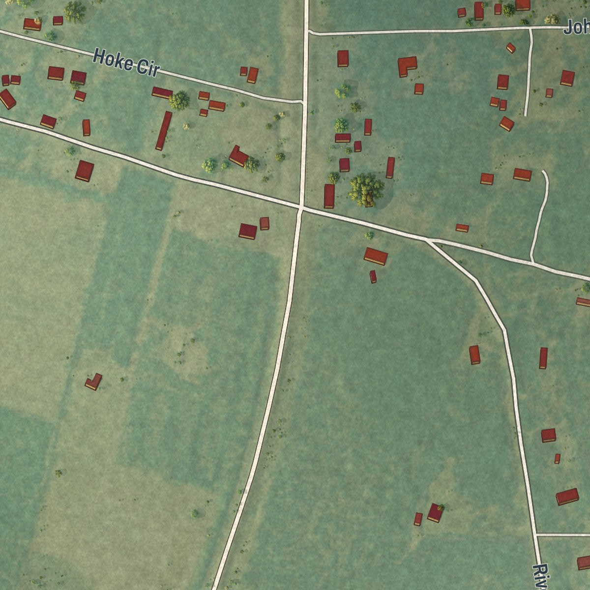 Close-up of the map of Hickox, Georgia print showing street and building detail