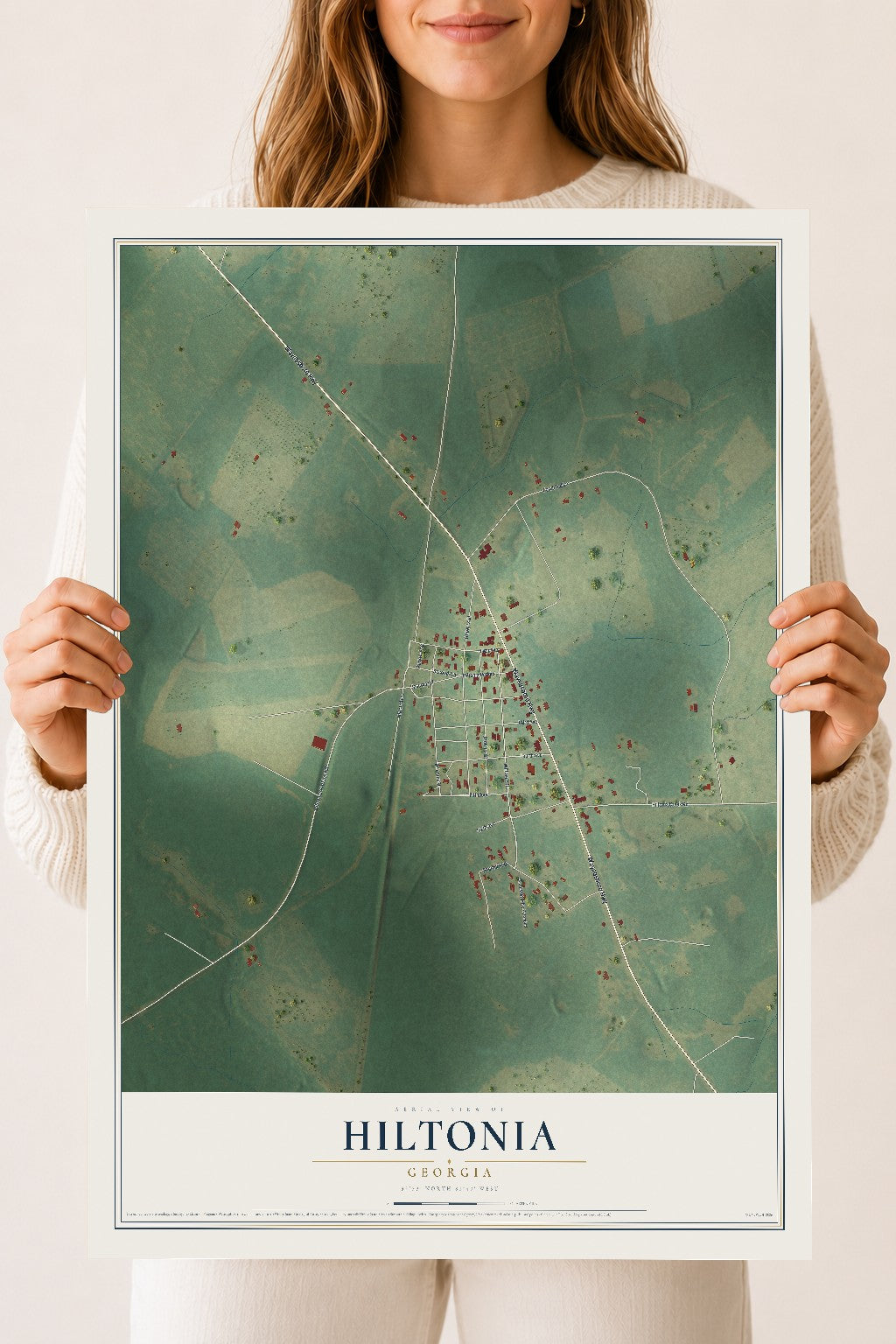 Hiltonia, Georgia map print, 18" x 24" Archival Matte Print mockup