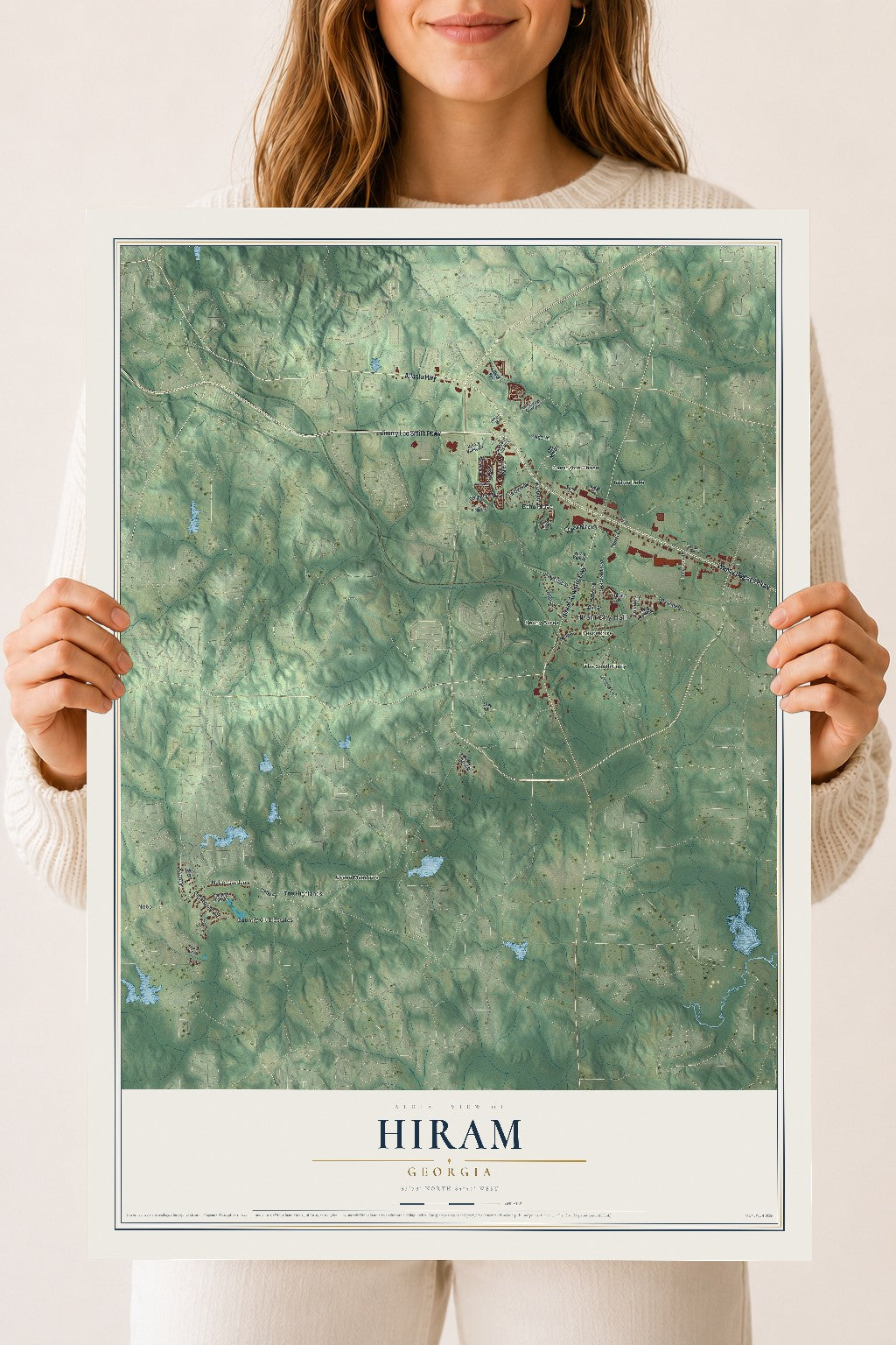 Hiram, Georgia map print, 18" x 24" Archival Matte Print mockup