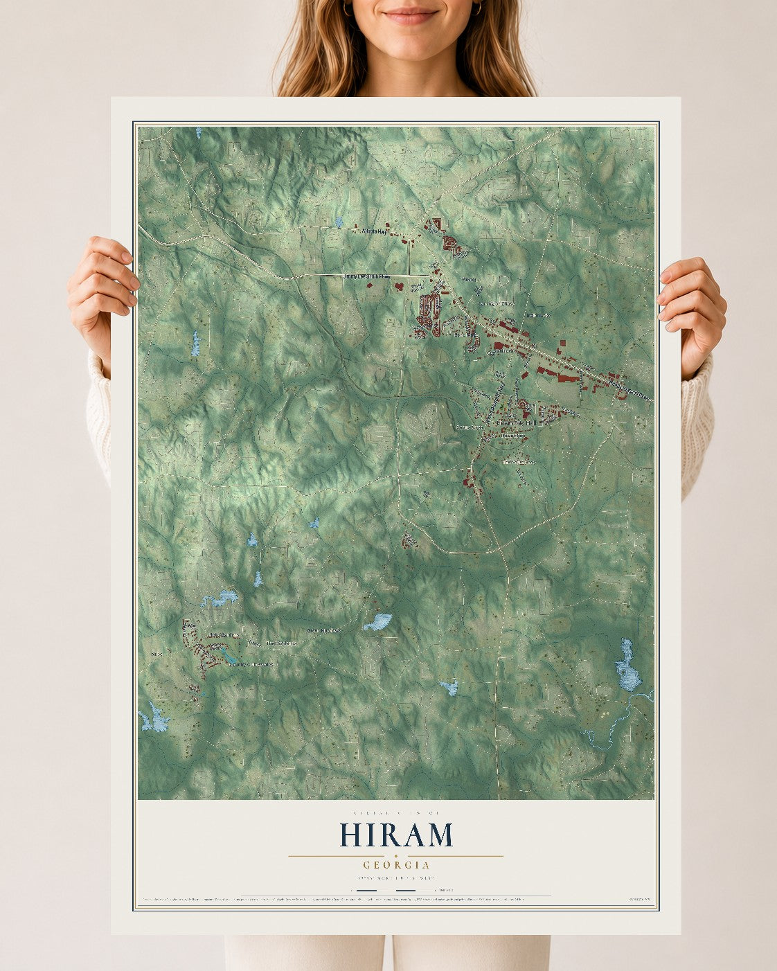 Hiram, Georgia map print, 24" x 36" Archival Matte Print mockup