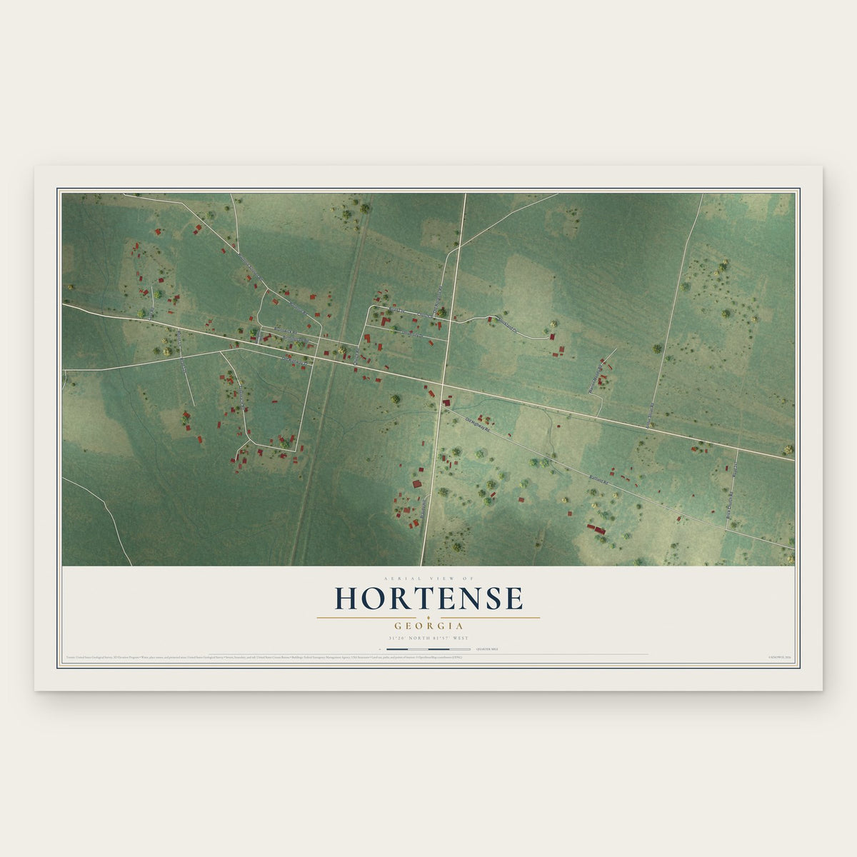 Hortense, Georgia map print, the full design