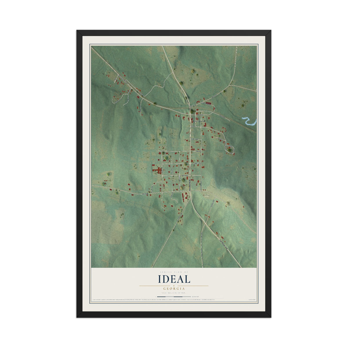 Ideal, Georgia map print, 12" x 18" W/ Black Ayous Wood Frame mockup