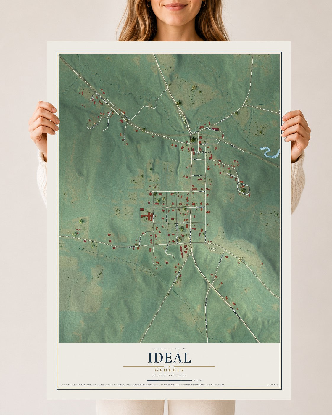Ideal, Georgia map print, 24" x 36" Archival Matte Print mockup