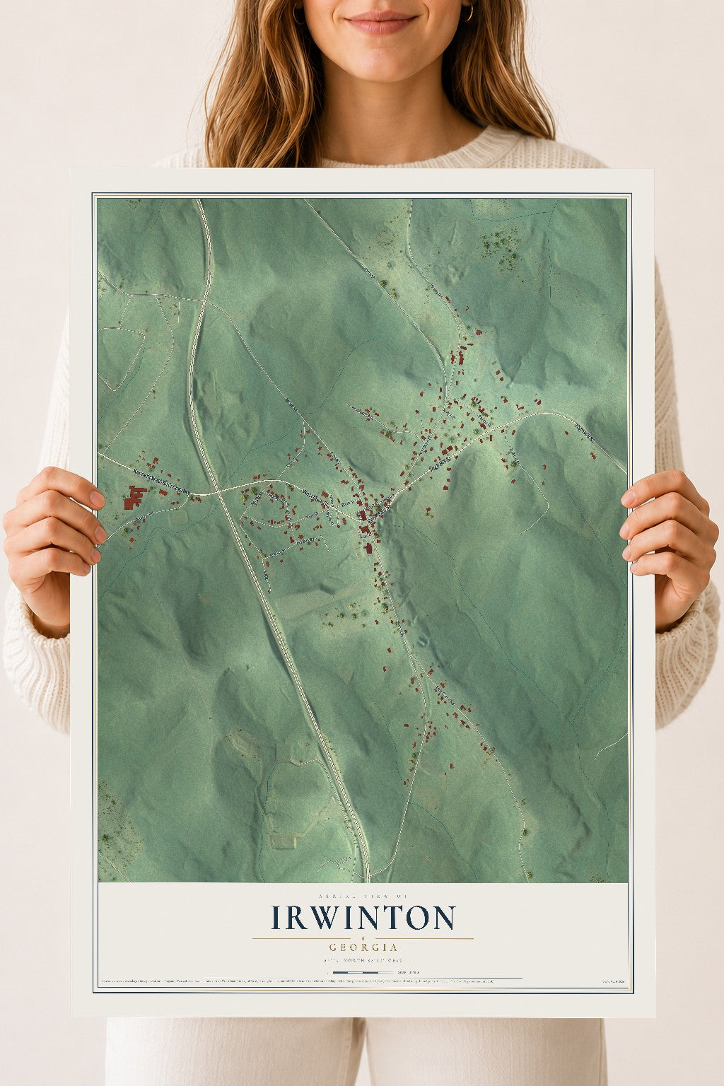 Irwinton, Georgia map print, 18" x 24" Archival Matte Print mockup